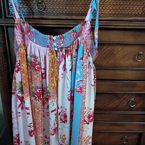 Boho Floral Tiered Sundress in Pink, Red & Teal